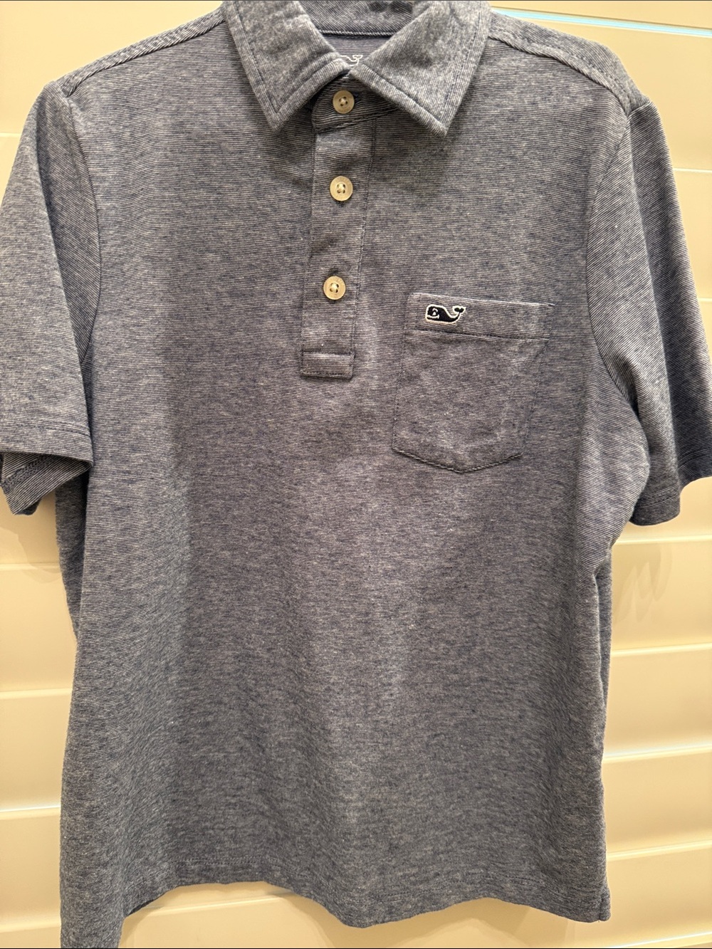 Vineyard Vines Boys Heather Gray Short-Sleeve Polo with Whale Patch